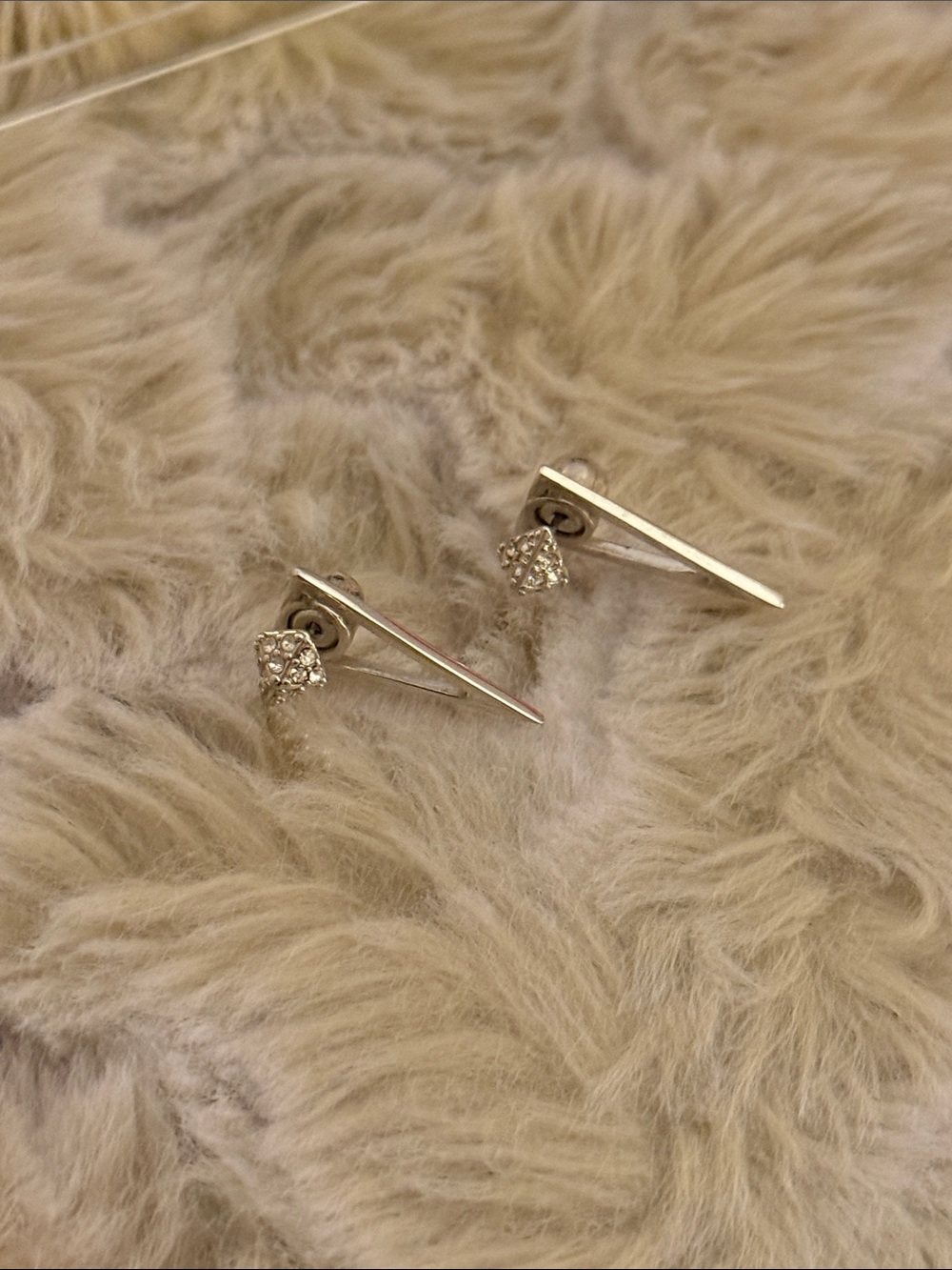 Silver Spike and CZ Stud Earrings - Silver
